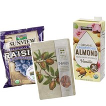 유기농건포도 스낵팩 +구운아몬드 +오가닉 아몬드음료 (과즙이풍부한/유기농/더달고쫄깃한/점보사이즈/바삭한식감과 풍미/커클랜드시그니춰/유기농아몬드음료/바닐라향 음료/스페인)간편하게, 상세설명