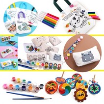 그리기 물감팽이 그리기파우치 세트-(미니아크릴물감+붓2개포함) 부직포도안가방 세트(6색사인펜포함)-5개, 도안가방세트 1번 사막여우