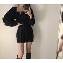 해외직구 퍼프 원피스 가을 겨울 하객 소개팅 데이트 오버핏 재벌룩 연예인 사복 패션 정선아 스타일 악마판사