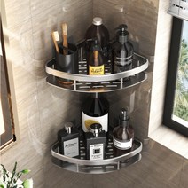 무타공마켓 모던 무타공 욕실선반 접착식, 실버 코너선반