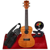 Kala Exotic Mahogany Concert Ukulele (Natural Color) (KA-CEM) + Snark SN6X Clip-On Ukulele Tuner GS, 1