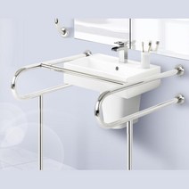 장애인 다리불편한분 스텐 세면대 안전보조 손잡이 핸드레일 노인용품, 손잡이세면기