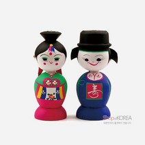목각혼례인형(중)-신랑신부, 전통포장 - 1개비용