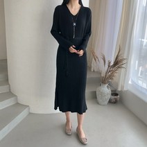 핑크아울 롱니트원피스 H라인 셀프 만삭 촬영 사진 피로연 여성 가을 겨울 원피스