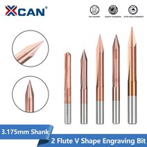 CNC조각기 XCAN V 모양 엔드밀 3.175mm 생크 밀링 커터 2030456090 도 2 플루트 조각 비트 라우터 CNC 카빙, [12] 60Dx0.3, 12 60Dx0.3