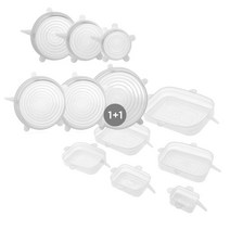 [사각형 출시!] 만능 실리콘 뚜껑 용기덮게 6종세트 1+1, 실리콘랩 뚜껑 6종/사각형+사각형