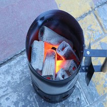 [지유마켓] BBQ 숯 차콜스타터 점화통 바베큐 그릴 착화통 숯불피우기 불멍, 숯스타터(대형)실버, 1개