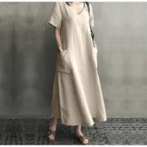 PIka여성원피스 여름원피스 롱원피스 린넨 반팔 빅사이즈