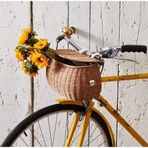 킥보드 바구니 1+1 자전거 미니벨로 가방 짐받이 핸들바 라탄 레트로, 브라운, 1개