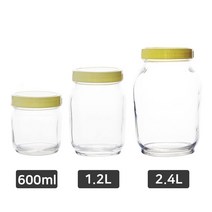 엄마의쇼핑 국내생산 다용도 투명 유리 꿀병 600ml 1.2L 2.4L 벌크 과일청 쨈병, 12개입, 2400ml