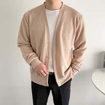 남자 골지 니트 V넥 기본 가디건(4COLOR)
