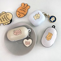 아깃자깃켓 삼붕어빵 버즈/버즈플러스 케이스, 화이트하판(BM), 핑붕블랙
