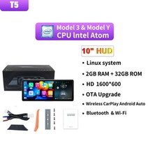 테슬라 호환 트레이 거치대 콘솔 EVKEY 모델 3 Y용 헤드업 디스플레이 디지털 센터 대시보드 터치 스크린 카플레이 안드로이드 자동 리눅스 9.0 인치, 10 inch lntel Atom