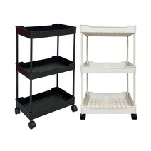 바른리빙 이동식 3단 트롤리 선반, 화이트