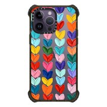 CASETiFY 아이폰 14 프로 맥스용 울트라 임팩트 보호 케이스 - 딧시 데이지 화이트 유광 블랙 Re/CASETiFY, Polka Daub Hearts