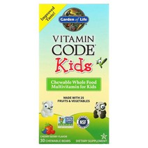 가든오브라이프 (가든 오브 라이프) Vitamin Code 츄어블 천연 식품 종합비타민 체리 베리 곰 모양 츄어블 30정옵션확인필수, 30 개