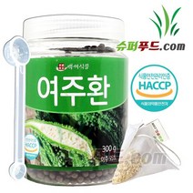HACCP 식약처 인증 여주 환 국산여주 베타카로틴 카란틴 사포닌 비타민C 모모르데신 식물인슐린 천연 인슐린 p-인슐린 장수식품 여주환 + 슈퍼푸드.com 연자육 티백, 1세트, ( 병 300g + 1g )