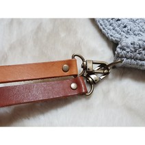 천연 소가죽 빈티지 개고리 가방끈 (숄더용) 52cm, 브라운