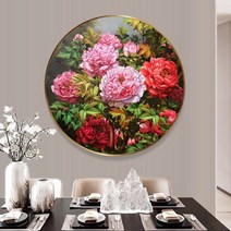 푸아이 3D 보석십자수 화려한 모란 원형 47cm DIY 집들이 선물 인테리어 소품(사이즈 7종)+행운십자수(30x30)RP634, 캔버스 직경130cm