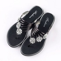 발편한 플라워 큐빅 장식 스트랩 슬리퍼 플리플랍 쪼리 여성 여자 여름 조리 샌들