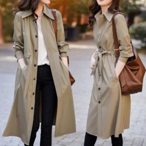 여성 간절기 가을 바람막이 셔츠형 롱 코트