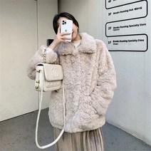모피코트 겨울용 두꺼운 인조 토끼 모피 코트 플러시 자켓 스타일 루즈한 플리스 숏 아웃웨어 캐주얼 스노우웨어 년 상품