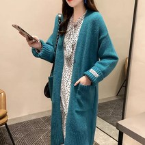 오버나인 여성 소프트 브이넥 울 니트 캐시미어 터치 롱 가디건
