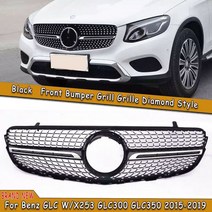 앞 그릴 다이아몬드 스타일 상단 범퍼 후드 메쉬 바디 키트 그릴 벤츠 glc wx253 glc250 glc300 glc350 2015-2019, 없음