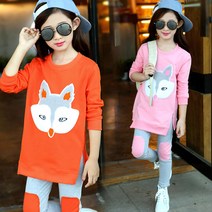 베비포 여아용 여우 맨투맨 레깅스 상하복 세트