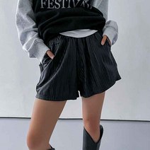 매드시스터 플리츠 레더 밴딩 숏팬츠