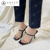 애슬릿 애슬릿 여성 PVC 슬림 스트랩 투웨이 뮬 힐 슬리퍼