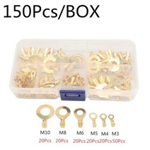 단자 접속 커넥터 전선 연결 75 150 개 대 원형 단자대 DJ431 O 형 러그 냉간 압착 구리 탭 배선 코 세트, 02 150pcs box