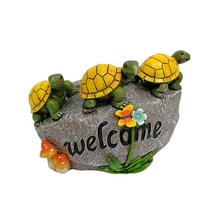 SJSHOP 돌 거북이 화분에 심은 식물 거실을 위한 재사용할 수 있는 가정 장식 장식, 13.5x12.2x10cm, 회색, 수지