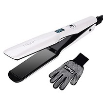 CkeyiN 헤어 다리미 스트레이트 다리미 마이너스 이온 44mm 플레이트 프로 사양 120℃~230℃ 12단계 온도 조절 온도 락 기능 LCD 해외 대응 화이트 (White2)