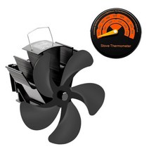 부속자재 건축 홈 개조 열로 작동하고 효율적으로 열을 분배하는 저소음 5 엽 가정용 벽난로 팬 장작 난로용 송풍기, 02 With thermometer