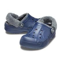 크록스 겨울 털 슬리퍼 털신 206633-4HE 바야 라인드 퍼즈스트랩 네이비그레이