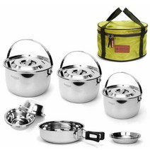 키친아트 스테인레스 위생적인 코펠 세트 캠핑 낚시, 01.키친아트 코펠(3~4인용)