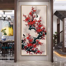 푸아이 3D 보석십자수 매화 50x100 DIY 거실 사무실 집들이 개업선물 인테리어 소품(사이즈 4종) +행운십자수(35x35)LMP688, 1세트, 80x160cm