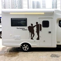 카라반 대형 캠핑 백패킹 차량용 스티커, 블랙, 1개
