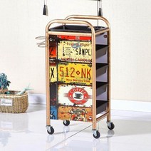레트로 5단 미용실 츄레이 미용 트레이 가위 정리대 기자재 카트 웨건, H