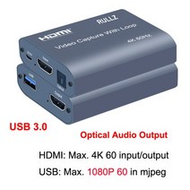 HD 1080P 4K HDMI 비디오 캡처 카드 To USB 2.0 3.0 Placa De Captura 보드 게임 기록 라이브 스트리밍 방송 TV 루프, USB 3.0 Loop U2