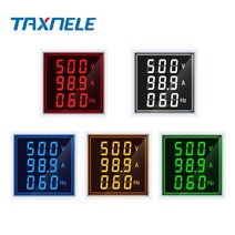 LED 디지털 전압계 전류계 헤르츠 HZ 신호 조명 220V 전압 전류 측정기 볼트 앰프 테스터 감지기 AC 60-500V 1-100A, 03 Square V A HZ_02 Blue