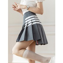 G125756 (골프웨어) 화이트배색 언발 주름스커트 골프스커트