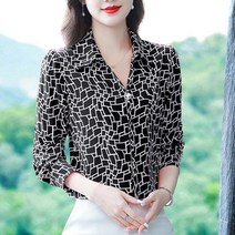 비앤에이치스타일 거미줄 패턴 실크 블라우스 208