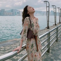 여성 봄 프렌치 플라워 루즈핏 원피스 셀럽 손예진 에스닉 벨트 정장 자켓 투피스 세트