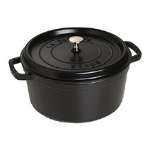Staub 주철 무쇠 양수냄비 Cocotte 스타우브 인덕션 대응, Black, 6.25쿼트