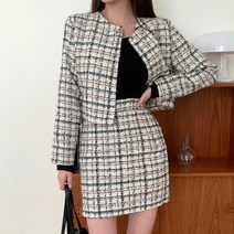 브이와이 VY 여자 격자 하프밴딩 일자 슬림핏 울 미니스커트