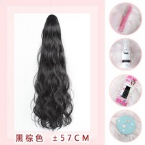 여성 긴 머리 브레이드 웨이브 가발, 단일사이즈, 블랙 브라운