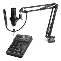 아리스노보 4채널 USB 오디오 인터페이스 UMB-MIX4 오디오믹서, MIX4_접이식(300+UMS35+SM01+PF01)