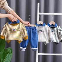 데님카라 스트라이프상하복